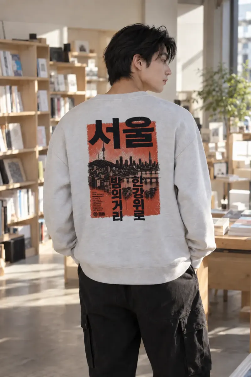 "Seoul From Distance" Heavy Blend Unisex Crewneck Sweatshirt | Gildan 18000