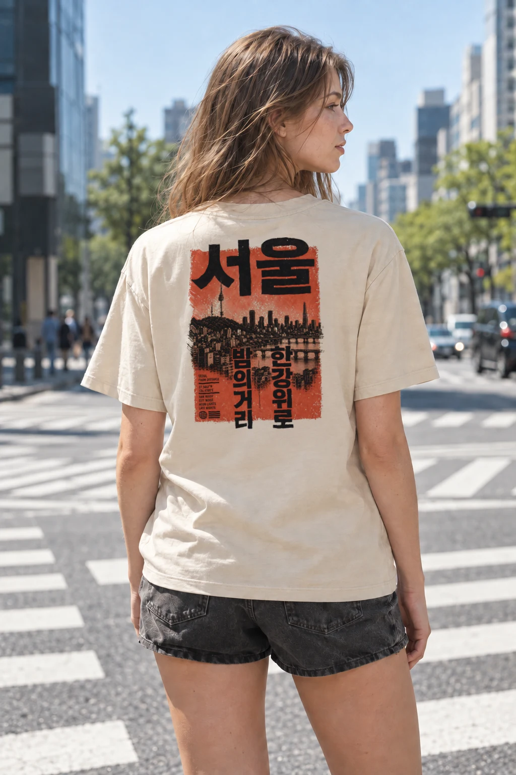 "Seoul From Distance" Heavyweight Unisex Crewneck T-shirt | Gildan 5000
