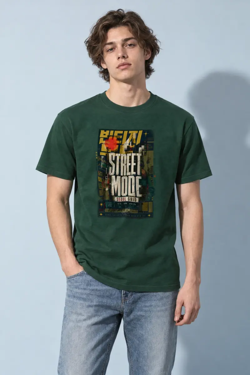 "Seoul Grid" Heavyweight Unisex Crewneck T-shirt