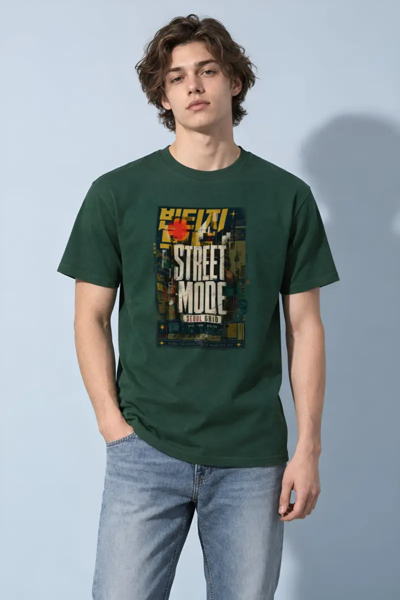 "Seoul Grid" Heavyweight Unisex Crewneck T-shirt
