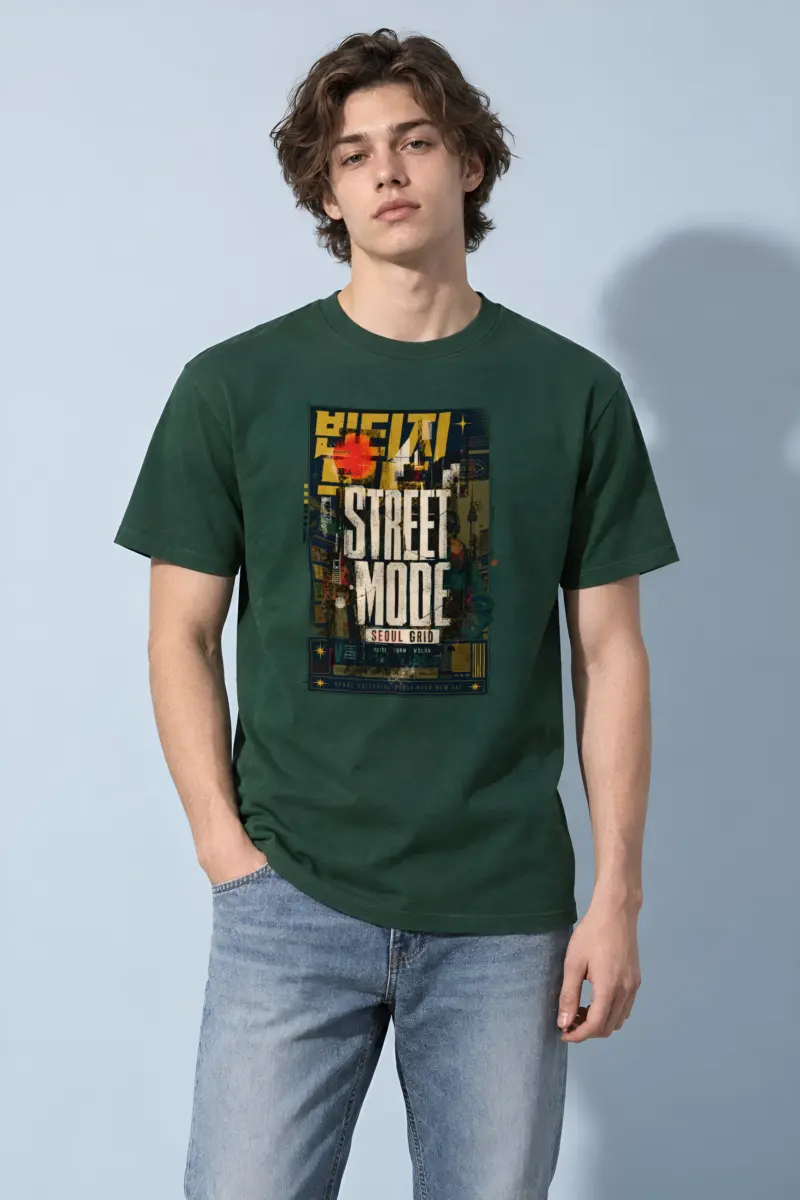 "Seoul Grid" Heavyweight Unisex Crewneck T-shirt