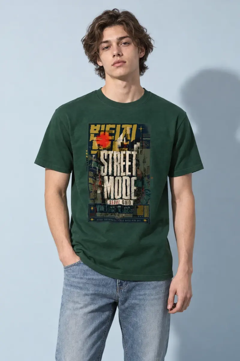 "Seoul Grid" Heavyweight Unisex Crewneck T-shirt | Gildan 5000