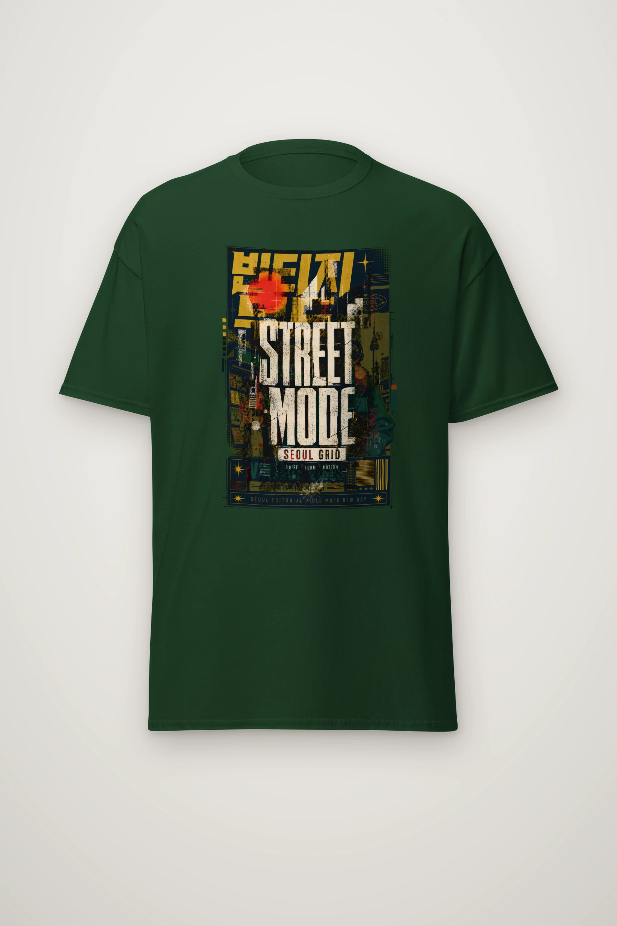 "Seoul Grid" Heavyweight Unisex Crewneck T-shirt