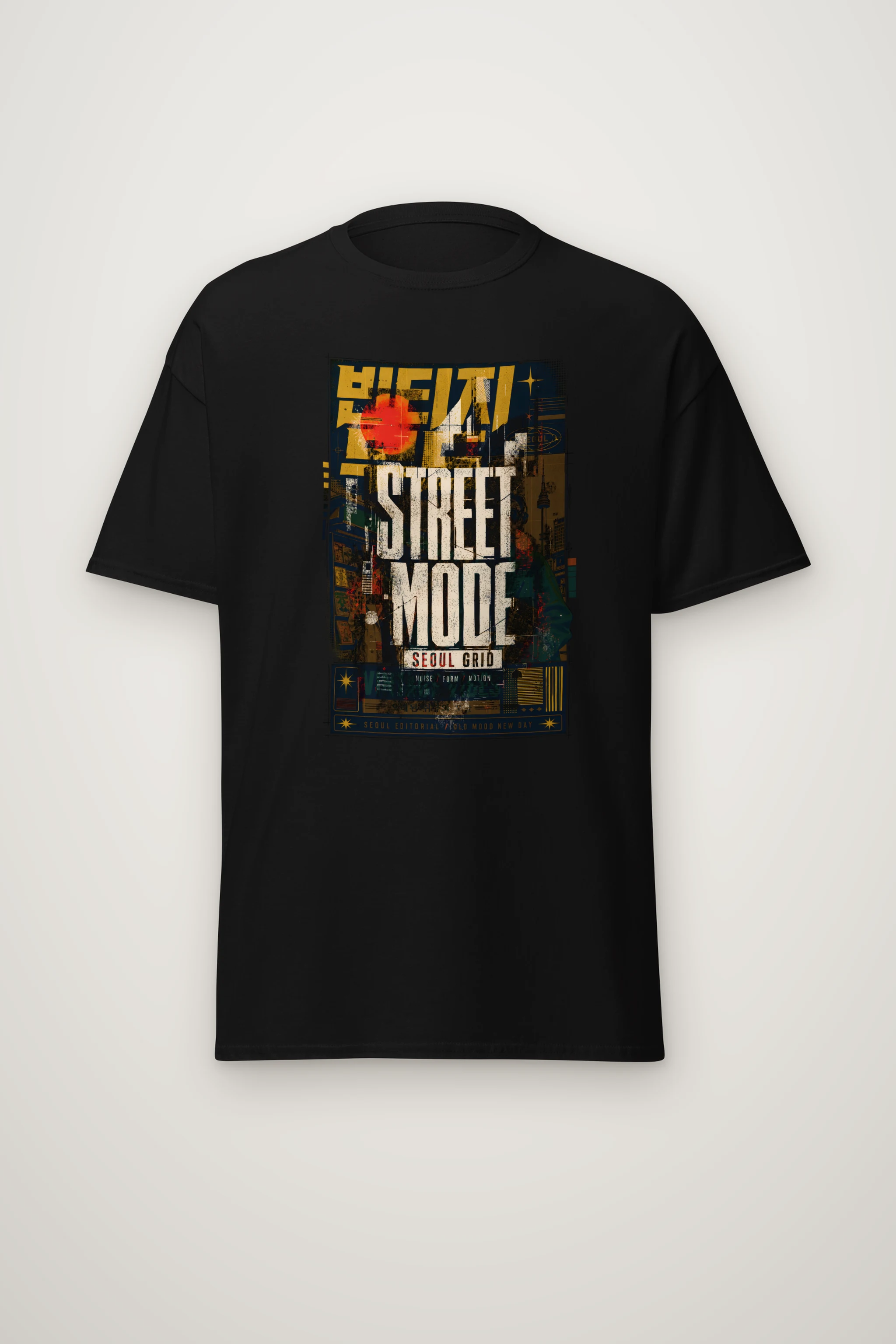 "Seoul Grid" Heavyweight Unisex Crewneck T-shirt