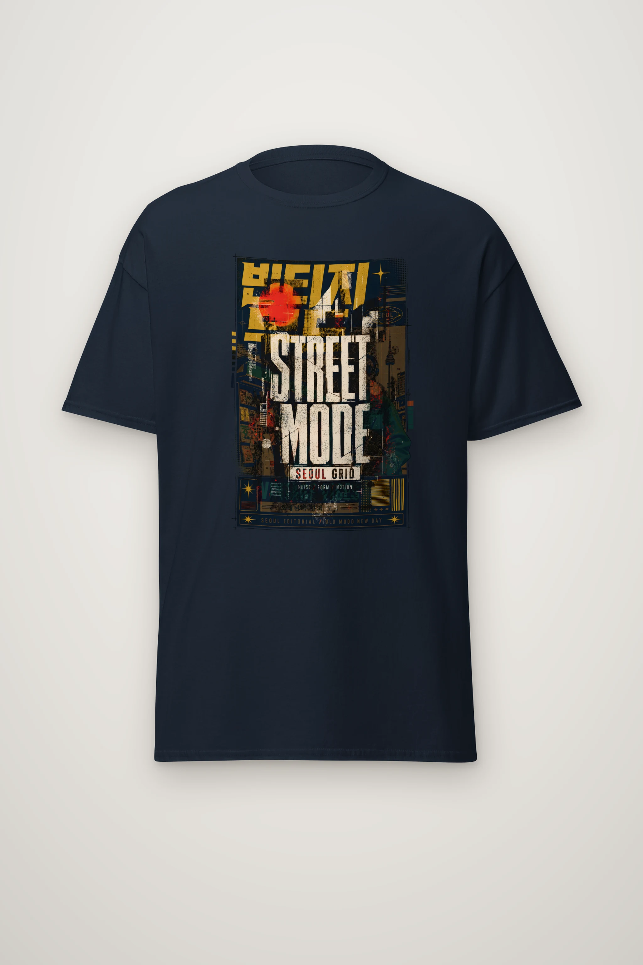 "Seoul Grid" Heavyweight Unisex Crewneck T-shirt