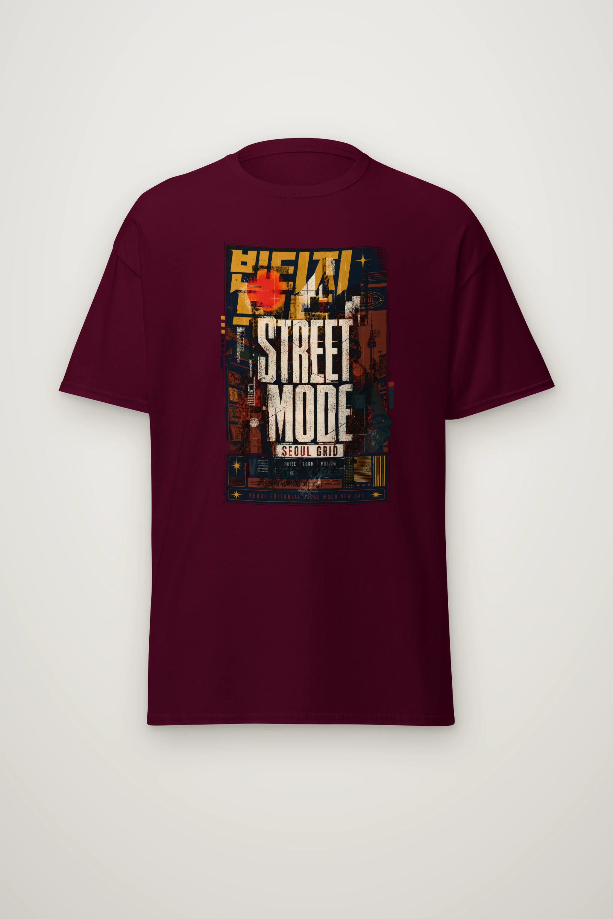 "Seoul Grid" Heavyweight Unisex Crewneck T-shirt