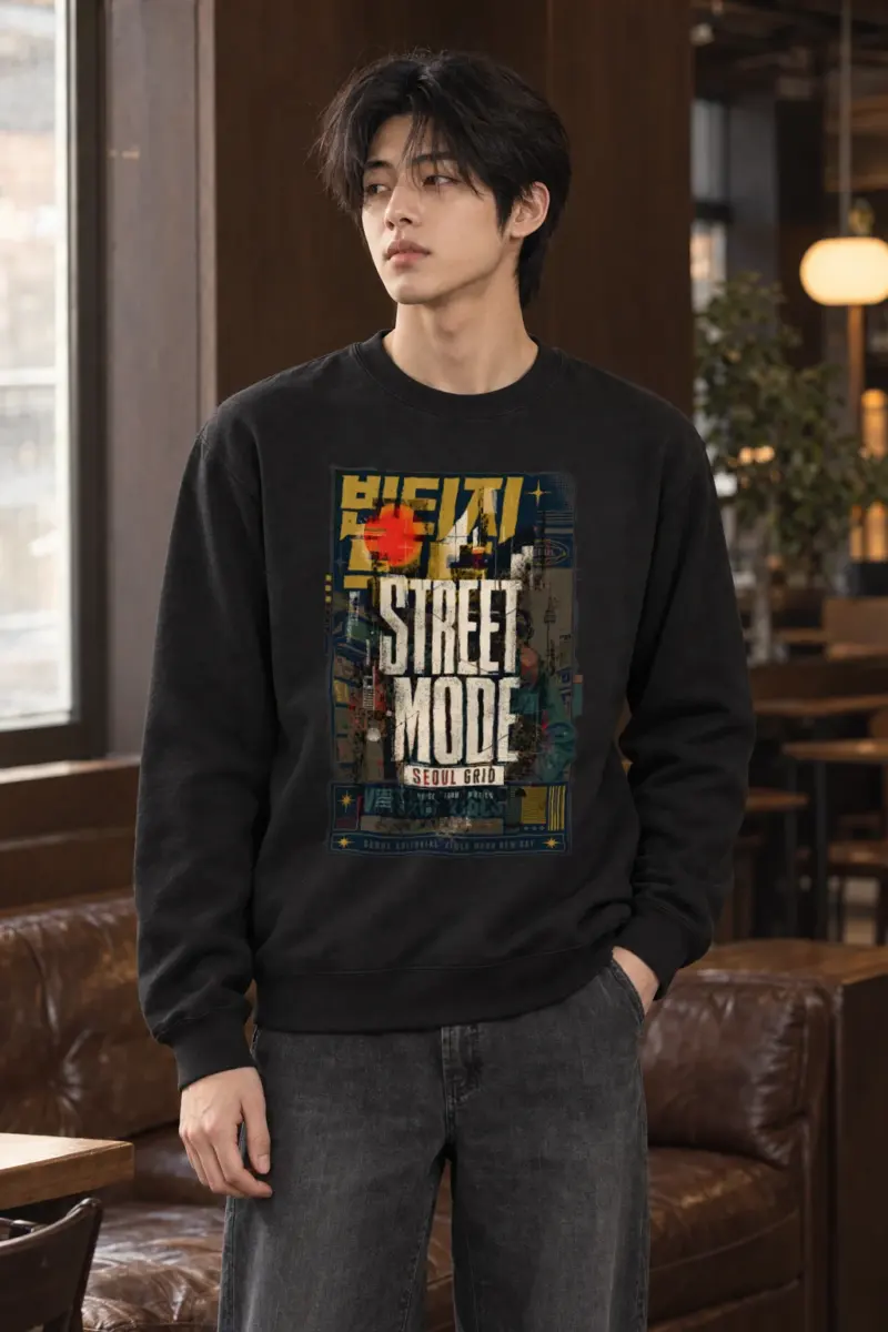 "Seoul Grid Mood" Heavy Blend Unisex Crewneck Sweatshirt