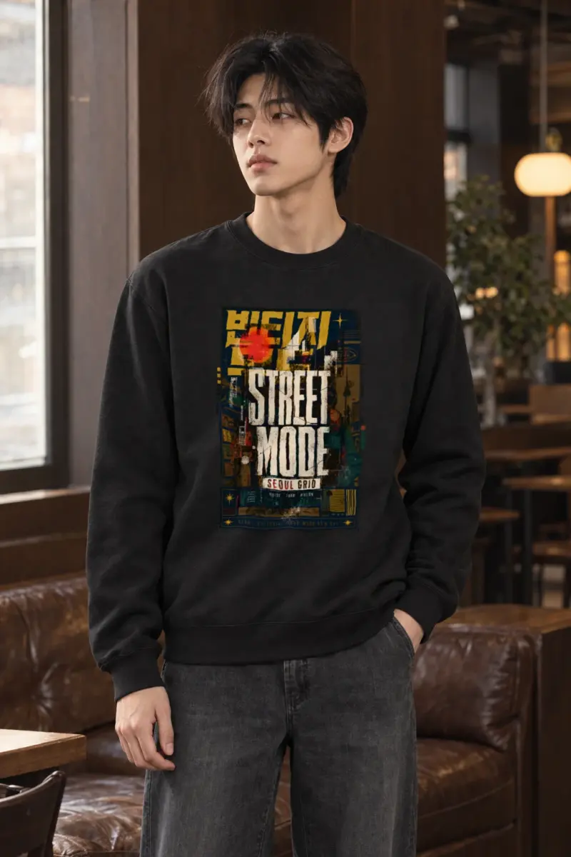 "Seoul Grid Mood" Heavy Blend Unisex Crewneck Sweatshirt