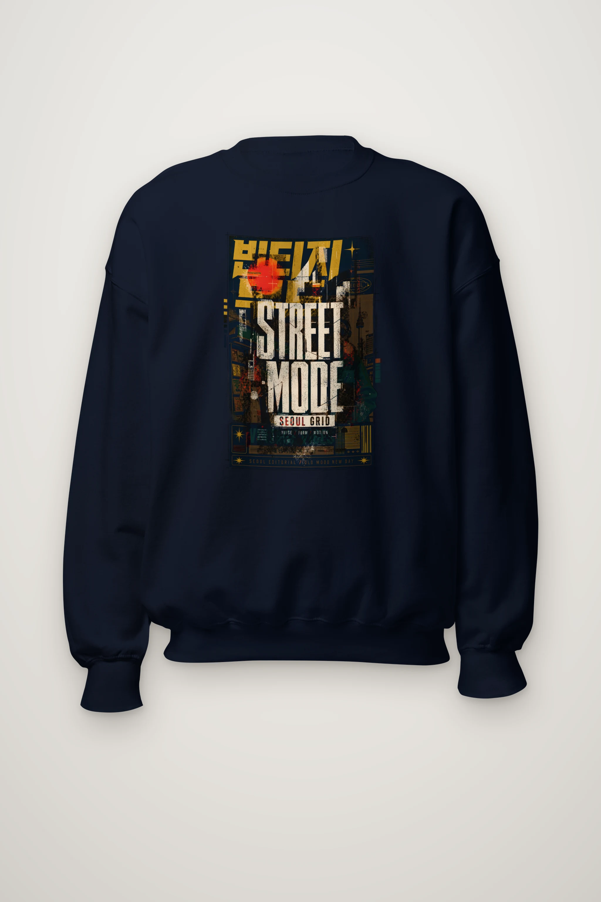 "Seoul Grid Mood" Heavy Blend Unisex Crewneck Sweatshirt