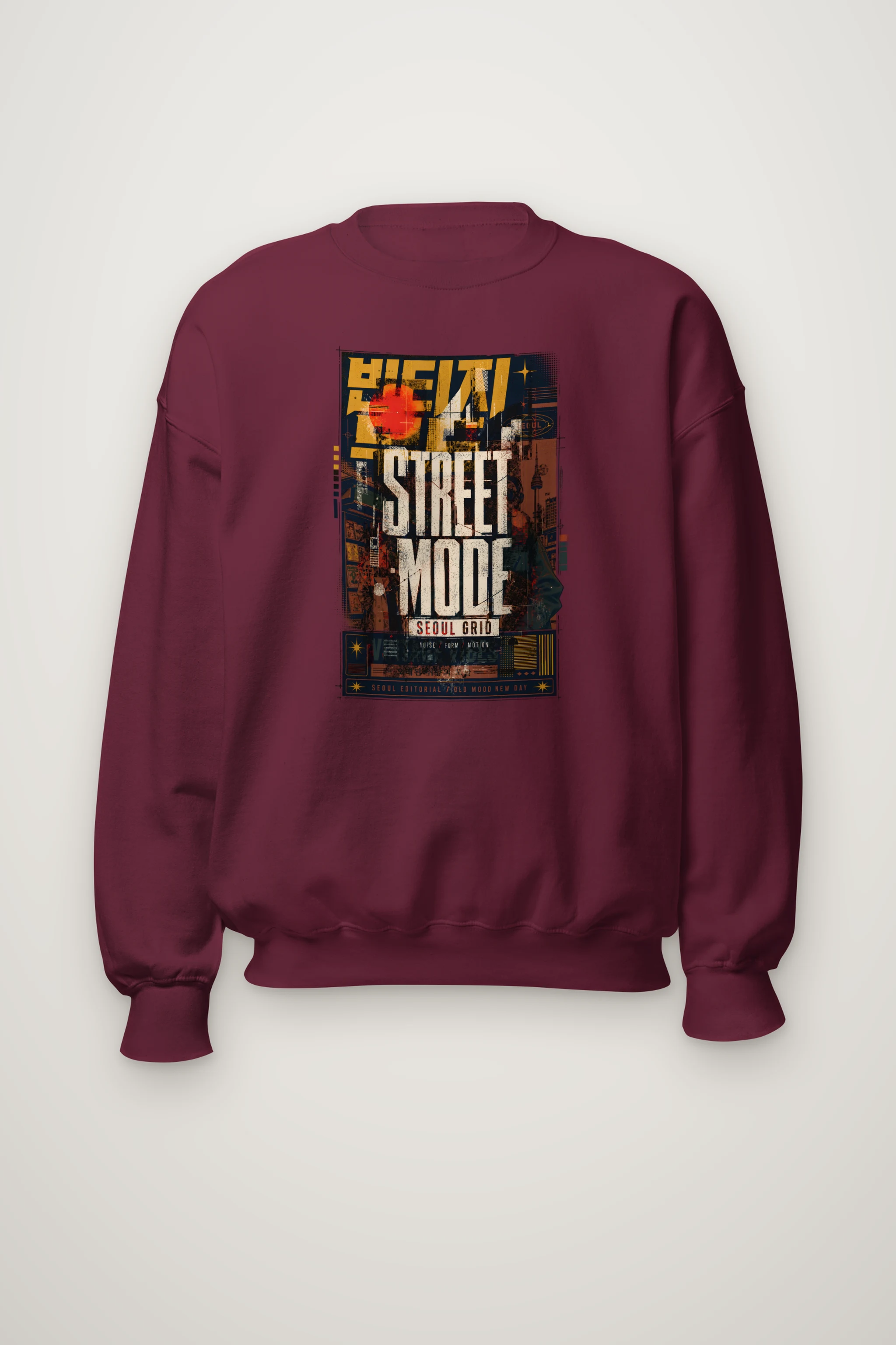 "Seoul Grid Mood" Heavy Blend Unisex Crewneck Sweatshirt