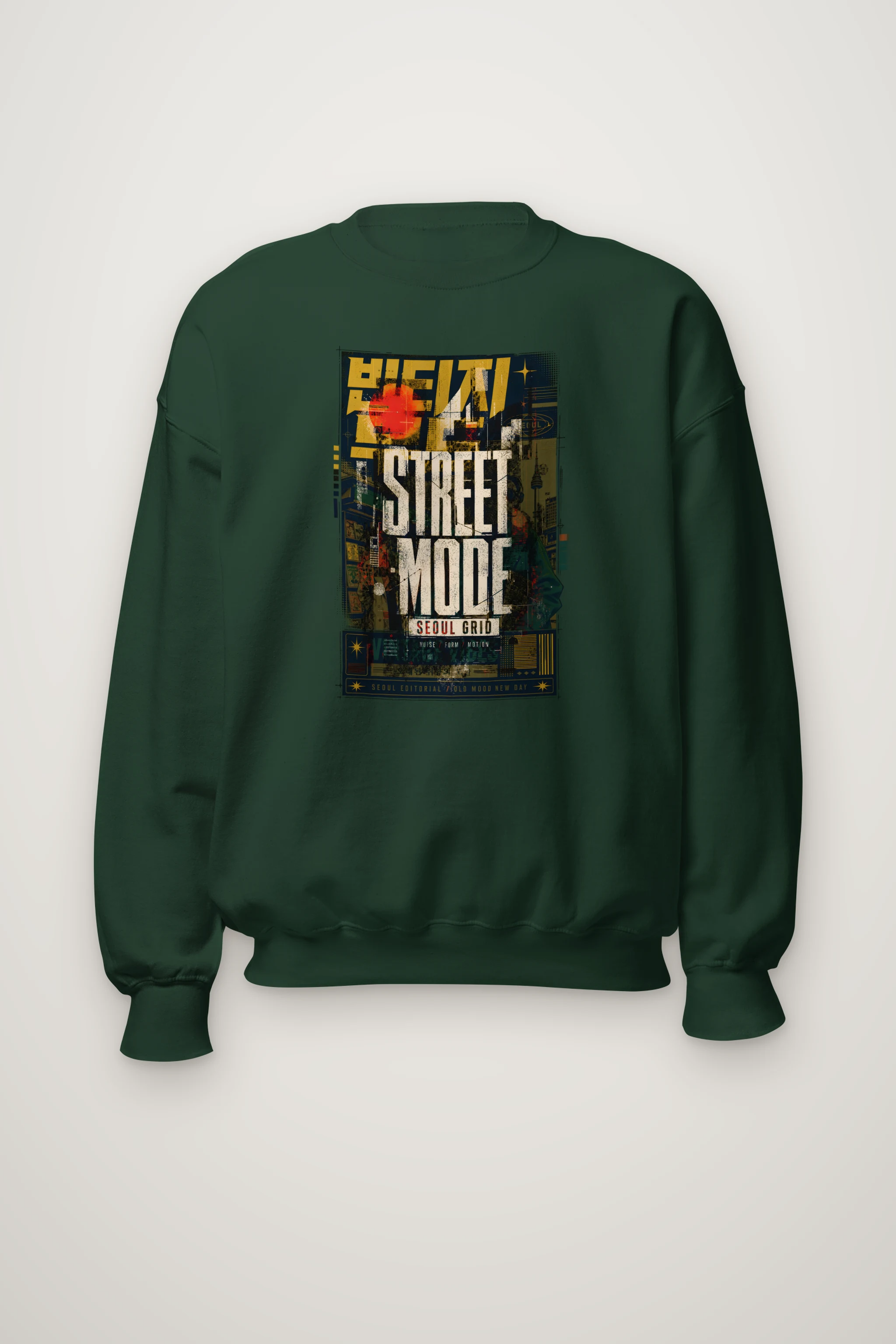"Seoul Grid Mood" Heavy Blend Unisex Crewneck Sweatshirt