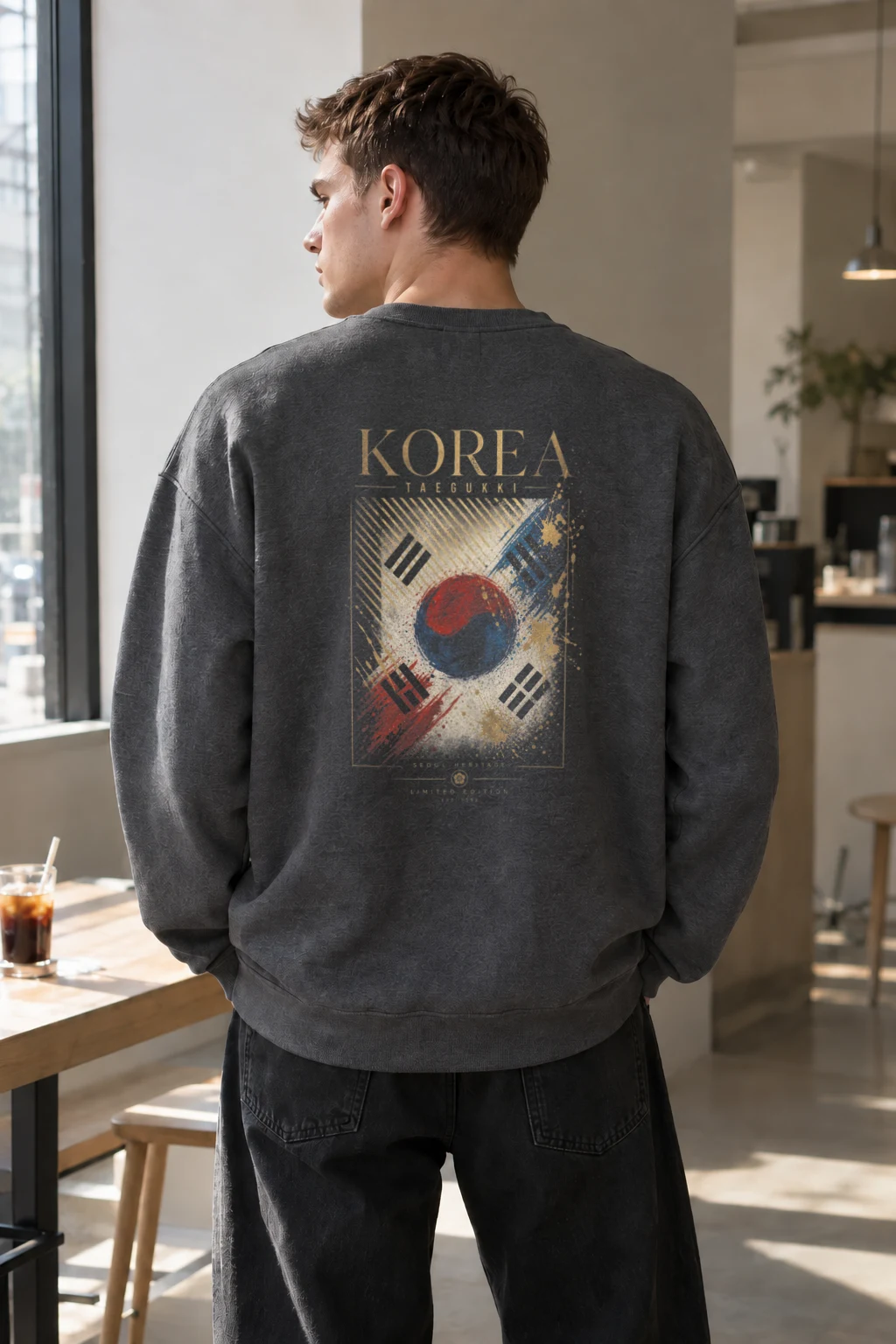 "Seoul Heritage Taegukki" Heavy Blend Unisex Crewneck Sweatshirt | Gildan 18000