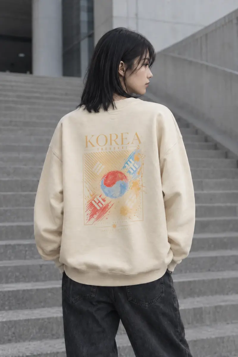 "Seoul Heritage Taegukki" Unisex Sponge Fleece Crewneck Sweatshirt | Bella + Canvas 3901
