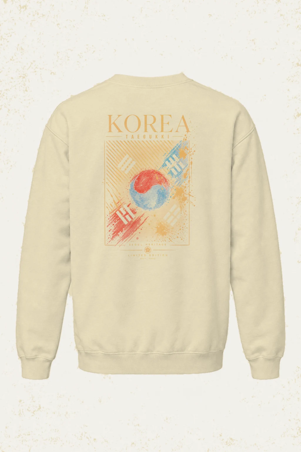 "Seoul Heritage Taegukki" Unisex Sponge Fleece Crewneck Sweatshirt | Bella + Canvas 3901