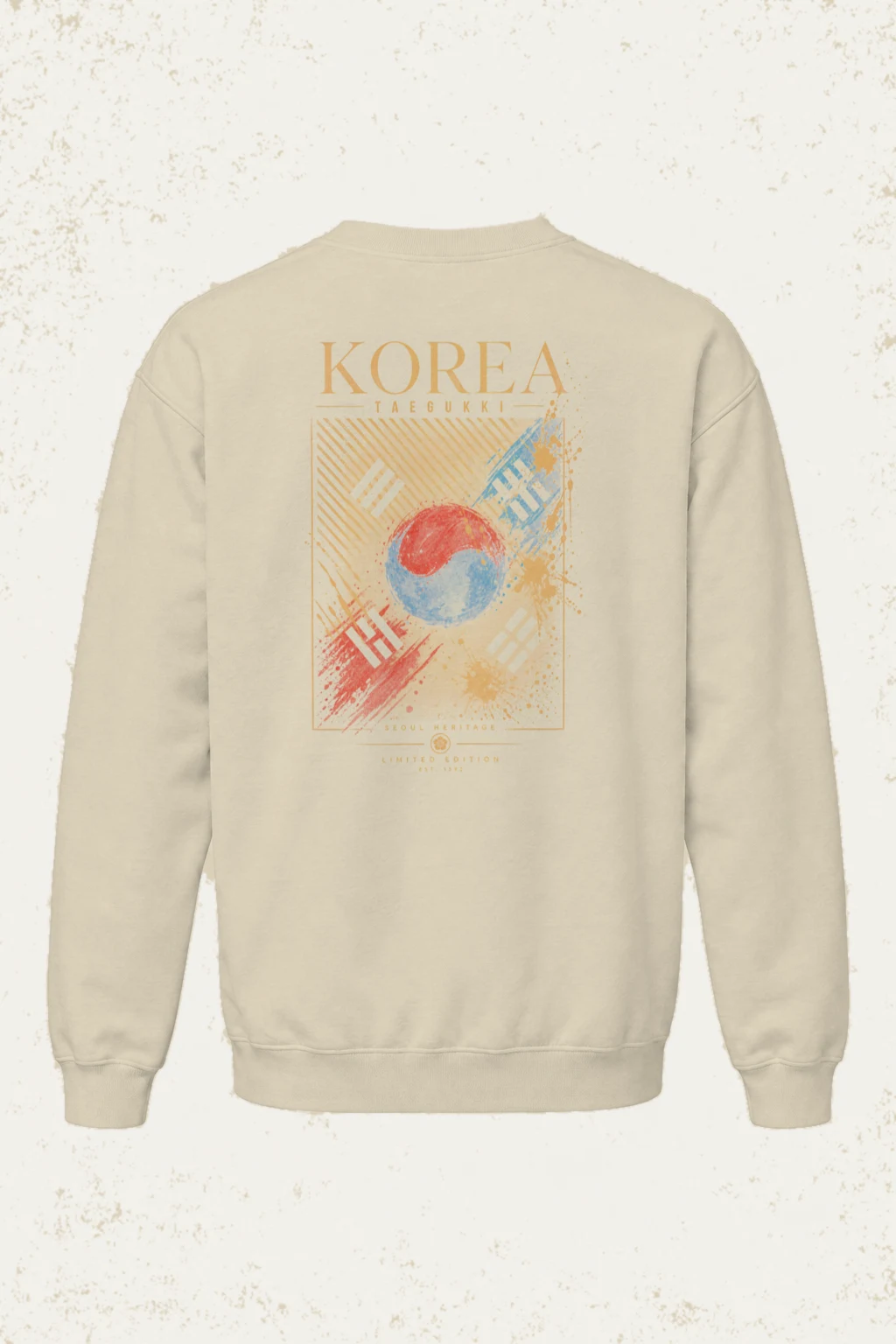 "Seoul Heritage Taegukki" Unisex Sponge Fleece Crewneck Sweatshirt | Bella + Canvas 3901