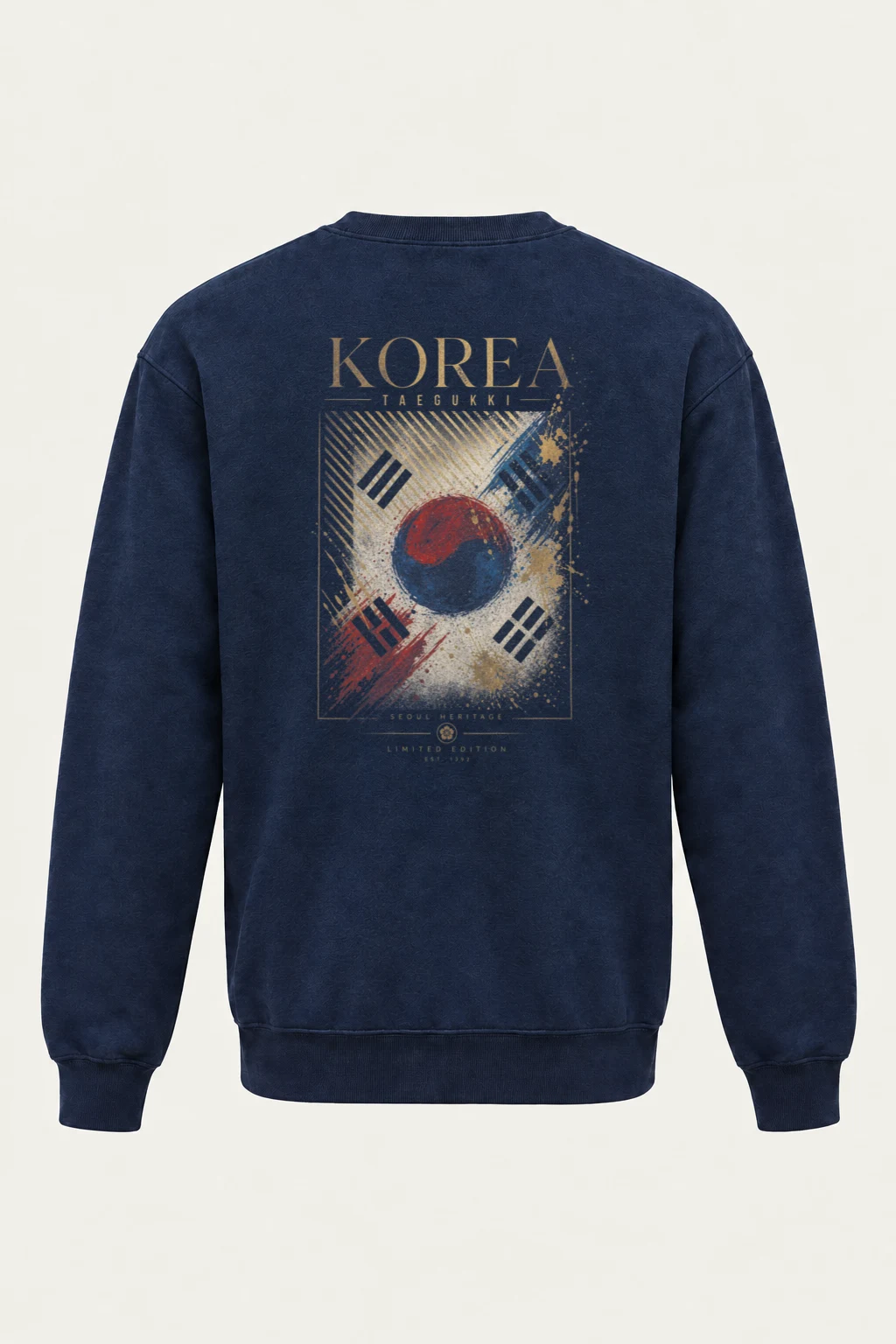 "Seoul Heritage Taegukki" Unisex Sponge Fleece Crewneck Sweatshirt | Bella + Canvas 3901