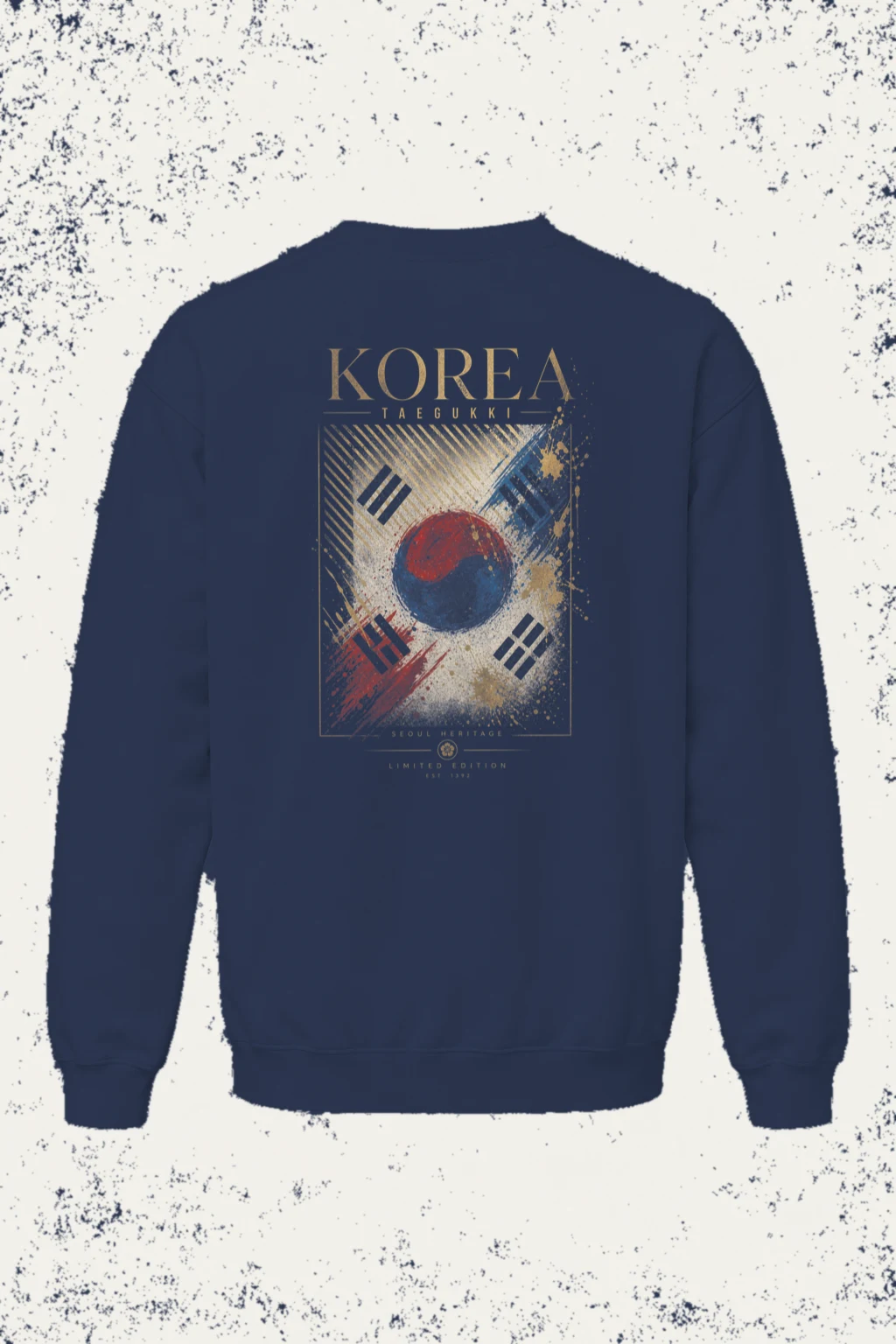 "Seoul Heritage Taegukki" Unisex Sponge Fleece Crewneck Sweatshirt | Bella + Canvas 3901