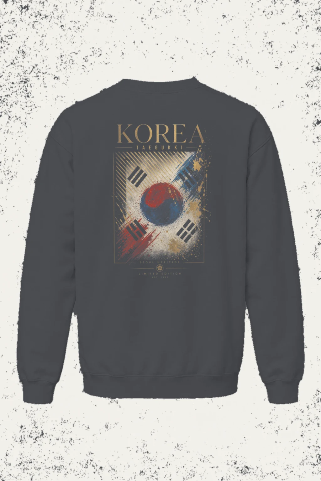 "Seoul Heritage Taegukki" Unisex Sponge Fleece Crewneck Sweatshirt | Bella + Canvas 3901