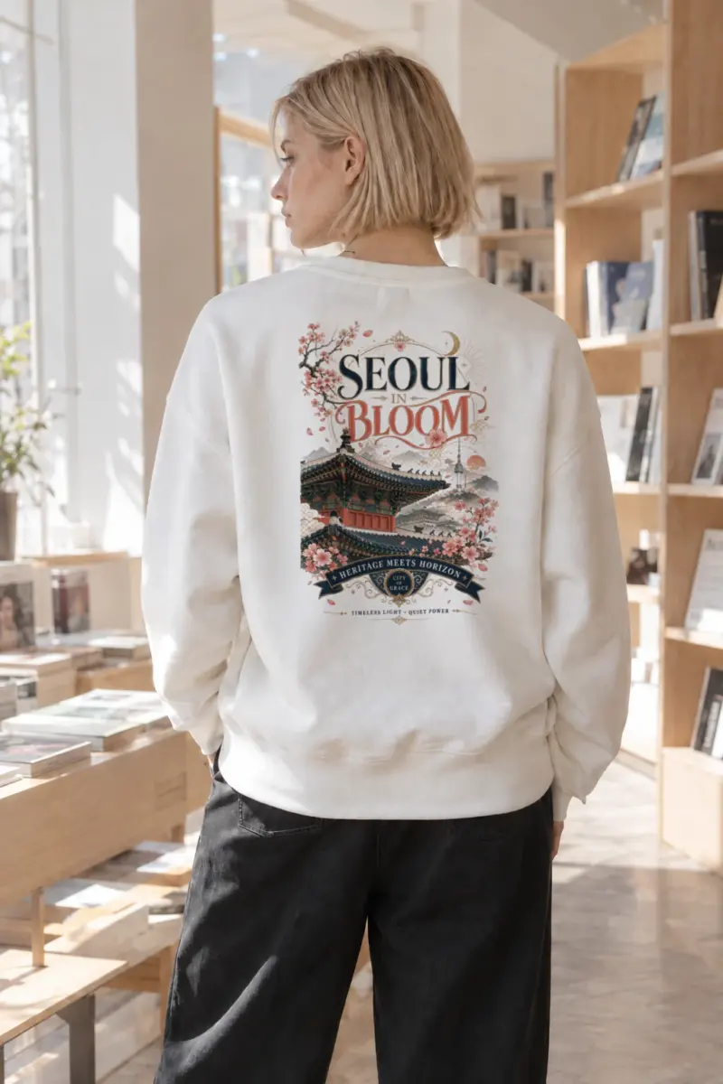 “Seoul In Bloom” Heavy Blend Unisex Crewneck Sweatshirt | Gildan 18000