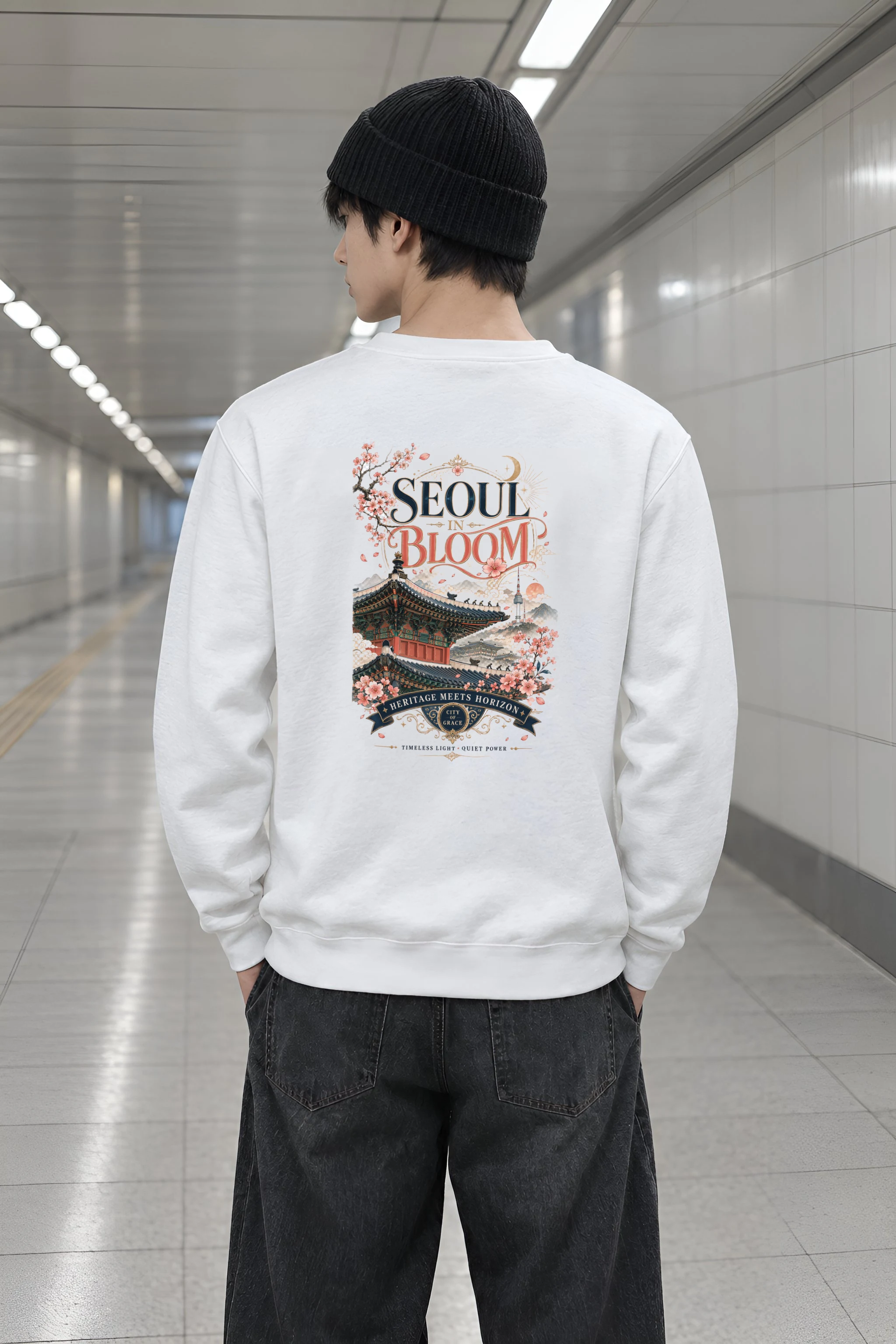 "Seoul In Bloom" Heavy Blend Unisex Crewneck Sweatshirt