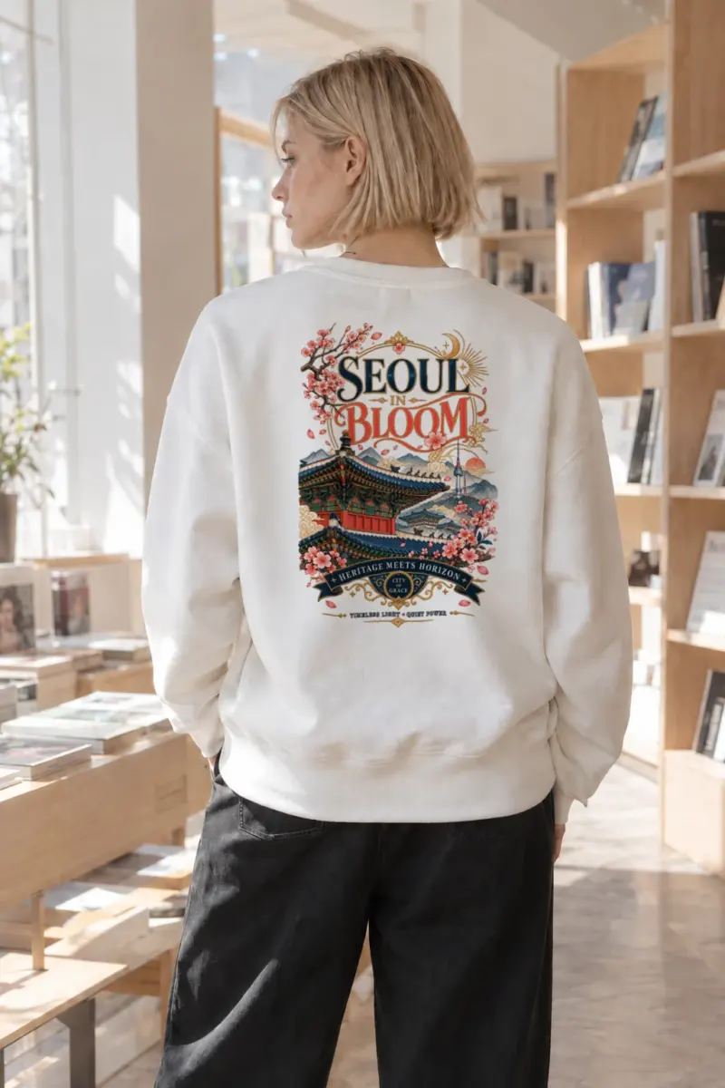 "Seoul In Bloom" Heavy Blend Unisex Crewneck Sweatshirt | Gildan 18000