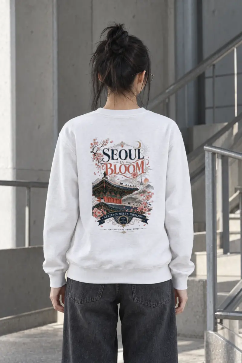 "Seoul In Bloom" Heavy Blend Unisex Crewneck Sweatshirt