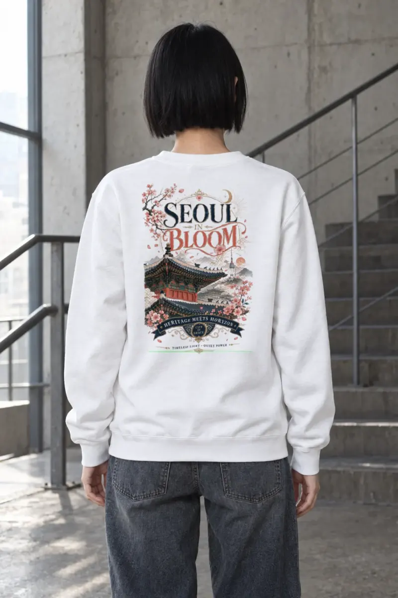 "Seoul In Bloom" Heavy Blend Unisex Crewneck Sweatshirt | Gildan 18000