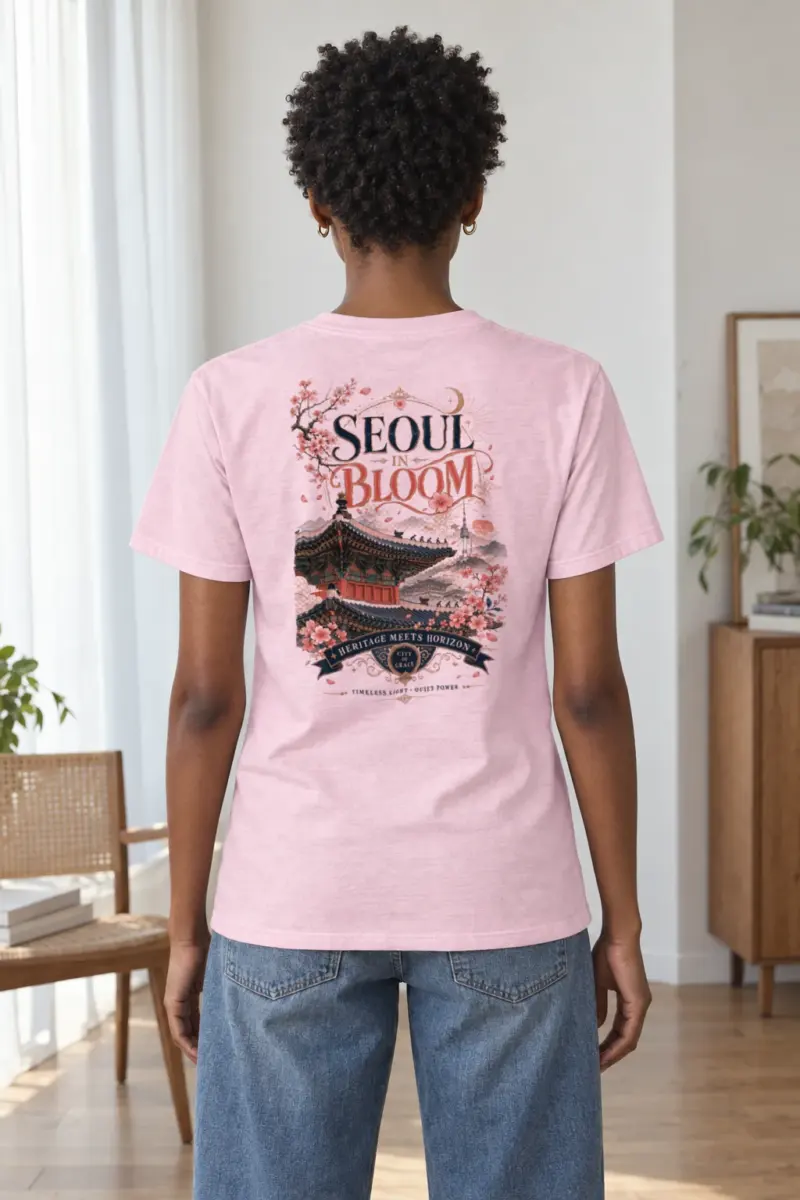 "Seoul In Bloom" Heavyweight Unisex Crewneck T-shirt | Gildan 5000