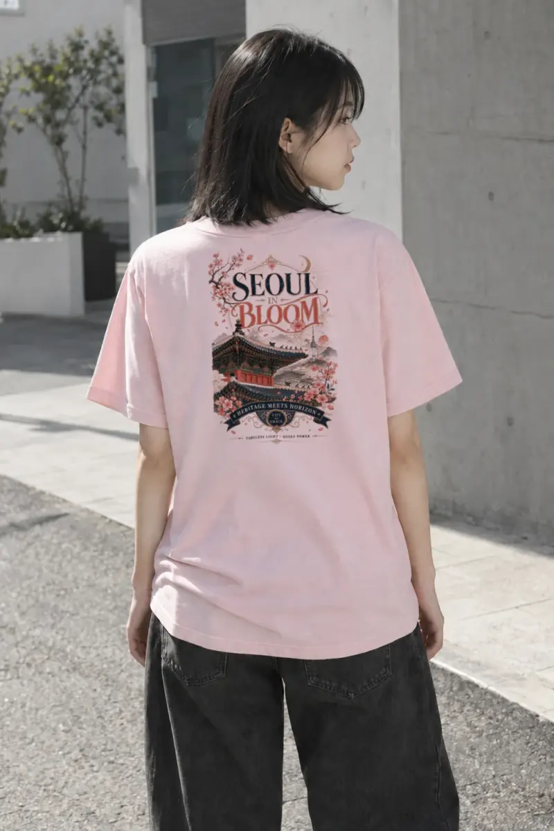“Seoul In Bloom” Heavyweight Unisex Crewneck T-shirt | Gildan 5000