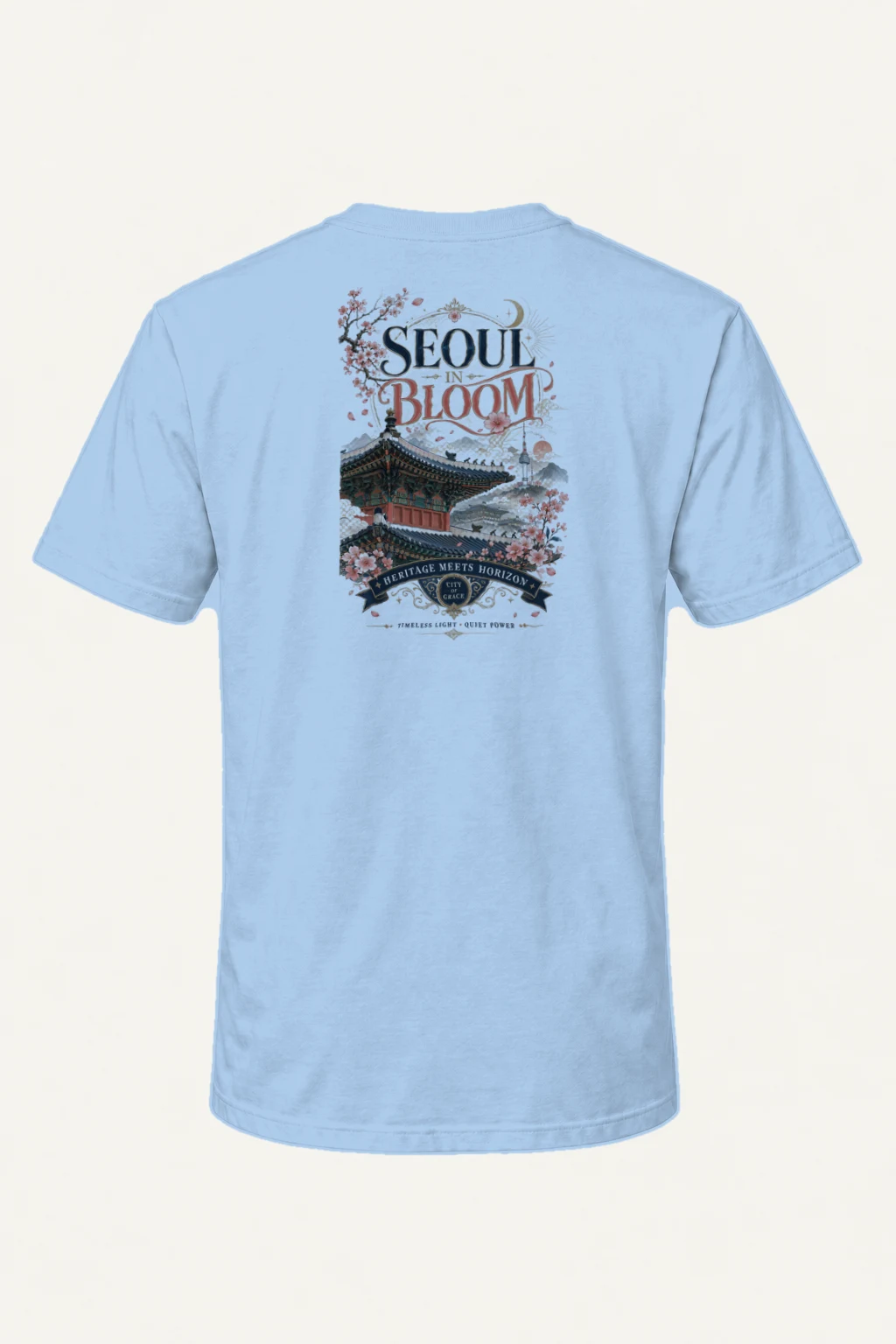 "Seoul In Bloom" Heavyweight Unisex Crewneck T-shirt | Gildan 5000