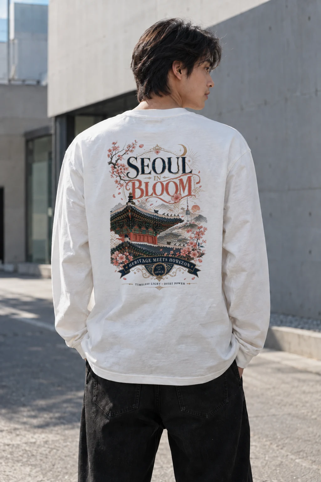 "Seoul In Bloom" Unisex Longsleeve T-shirt | Gildan 2400