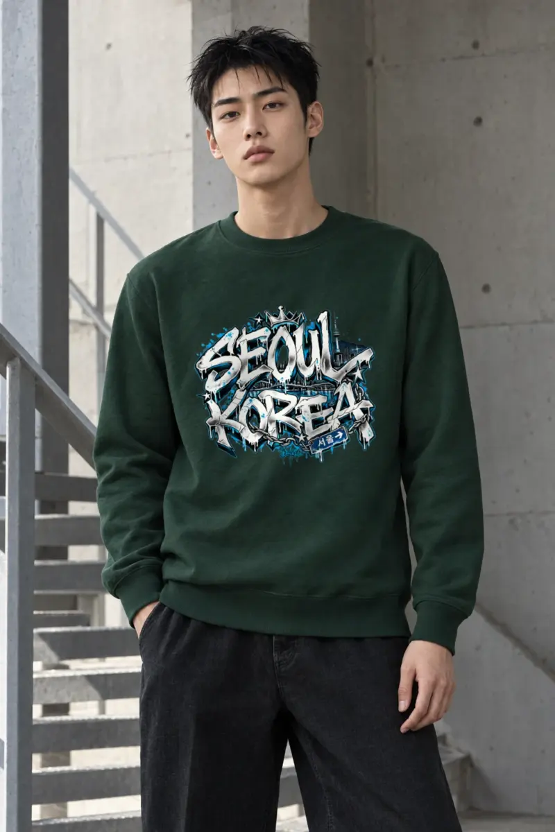 "Seoul Graffiti Cityscape" Heavy Blend Unisex Crewneck Sweatshirt