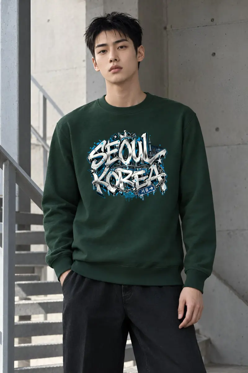 "Seoul Graffiti Cityscape" Heavy Blend Unisex Crewneck Sweatshirt