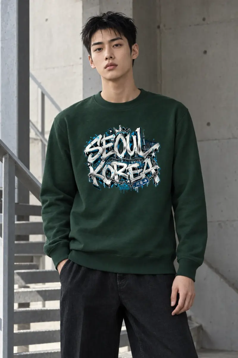 "Seoul Graffiti Cityscape" Heavy Blend Unisex Crewneck Sweatshirt