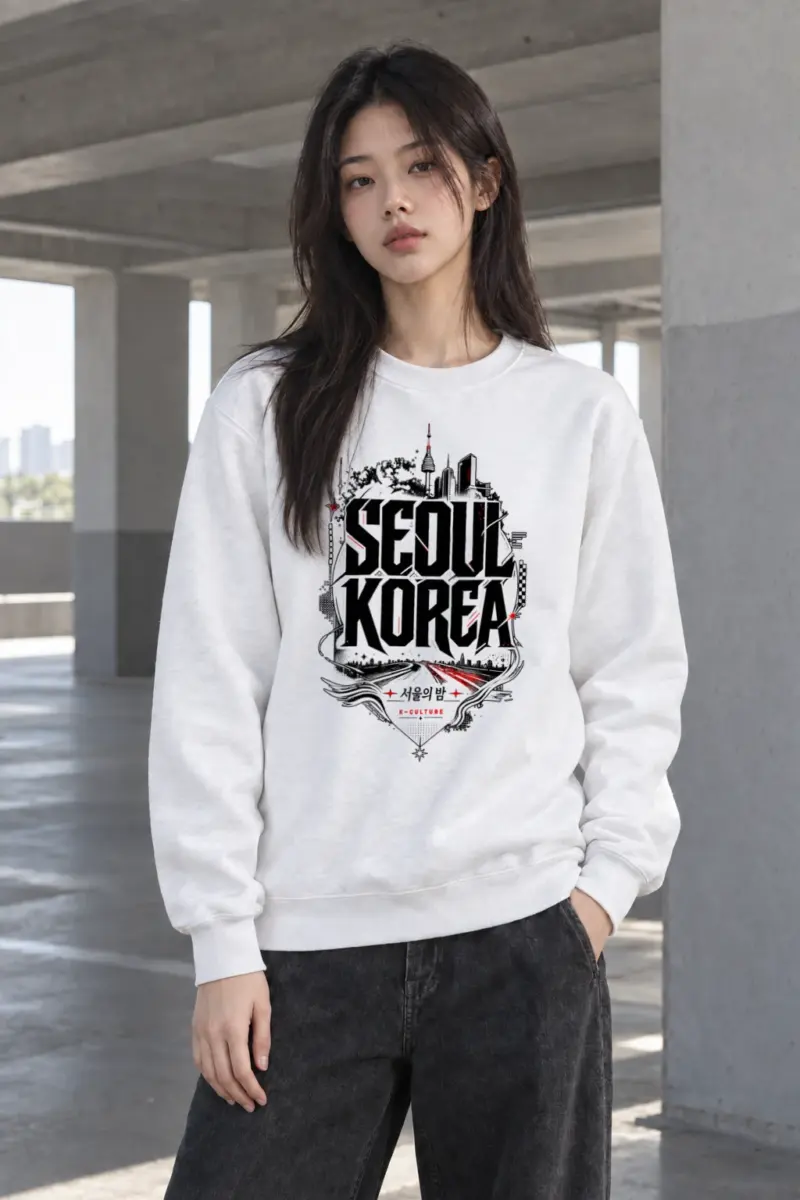 "Seoul Korea Night" Heavy Blend Unisex Crewneck Sweatshirt | Gildan 18000