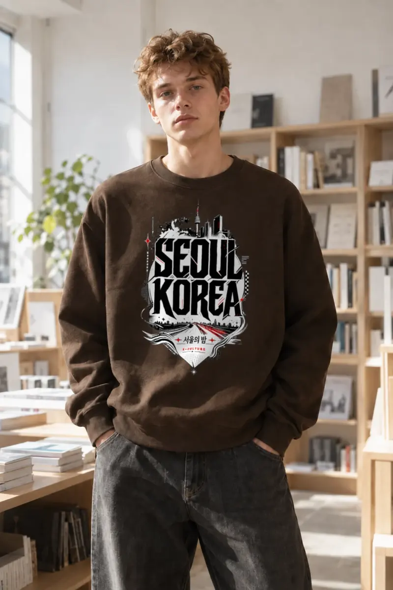 "Seoul Korea Night" Heavy Blend Unisex Crewneck Sweatshirt | Gildan 18000