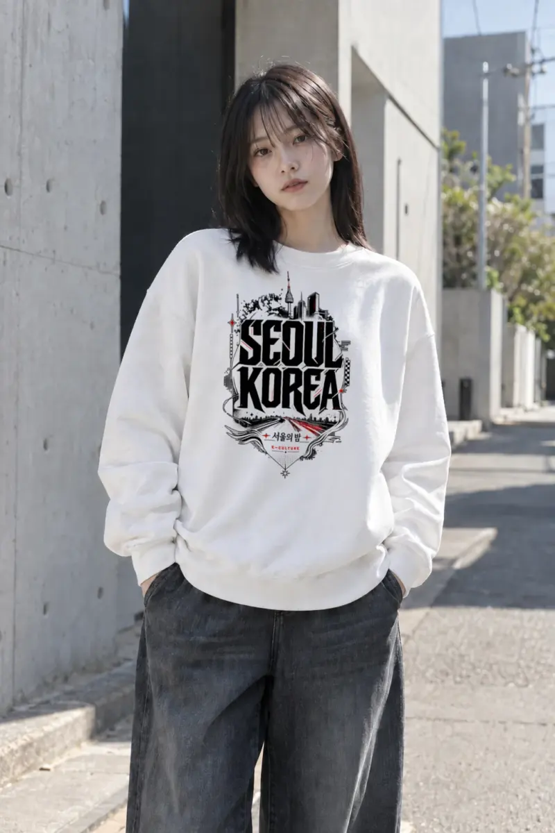 "Seoul Korea Night" Heavy Blend Unisex Crewneck Sweatshirt | Gildan 18000
