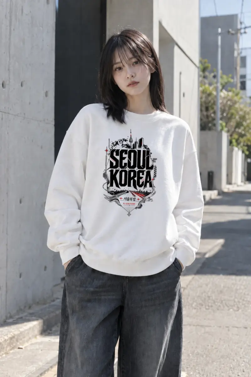 "Seoul Korea Night" Heavy Blend Unisex Crewneck Sweatshirt | Gildan 18000