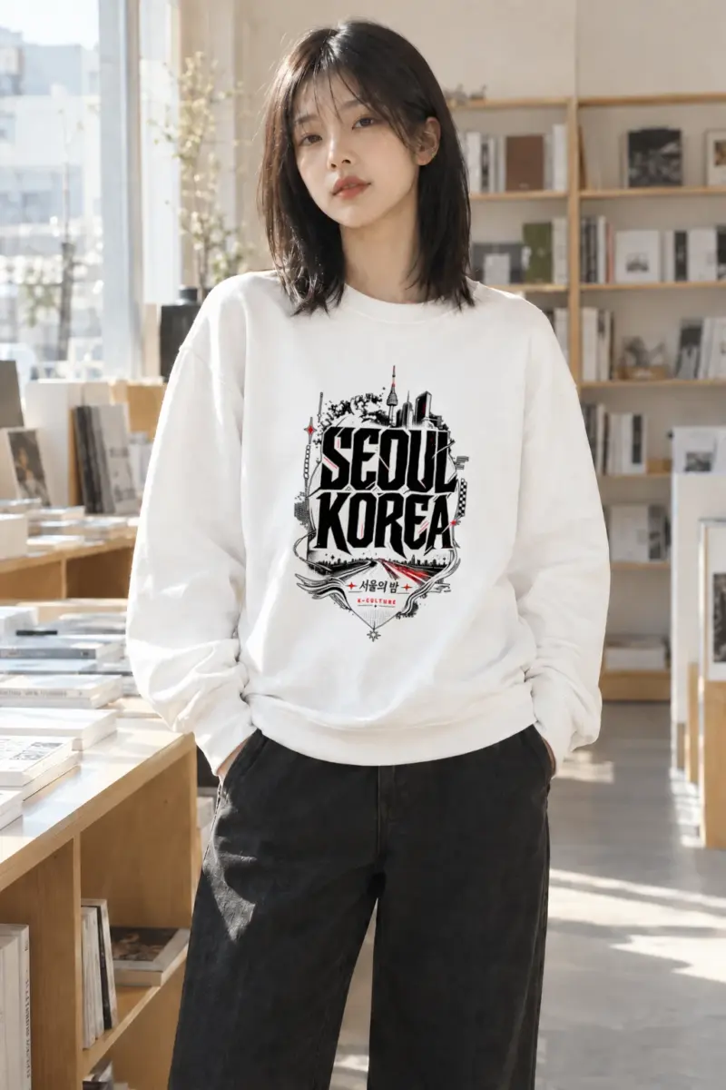 "Seoul Korea Night" Heavy Blend Unisex Crewneck Sweatshirt | Gildan 18000