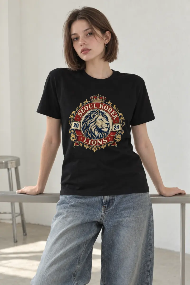 "Seoul Lions Crest" Heavyweight Unisex Crewneck T-shirt