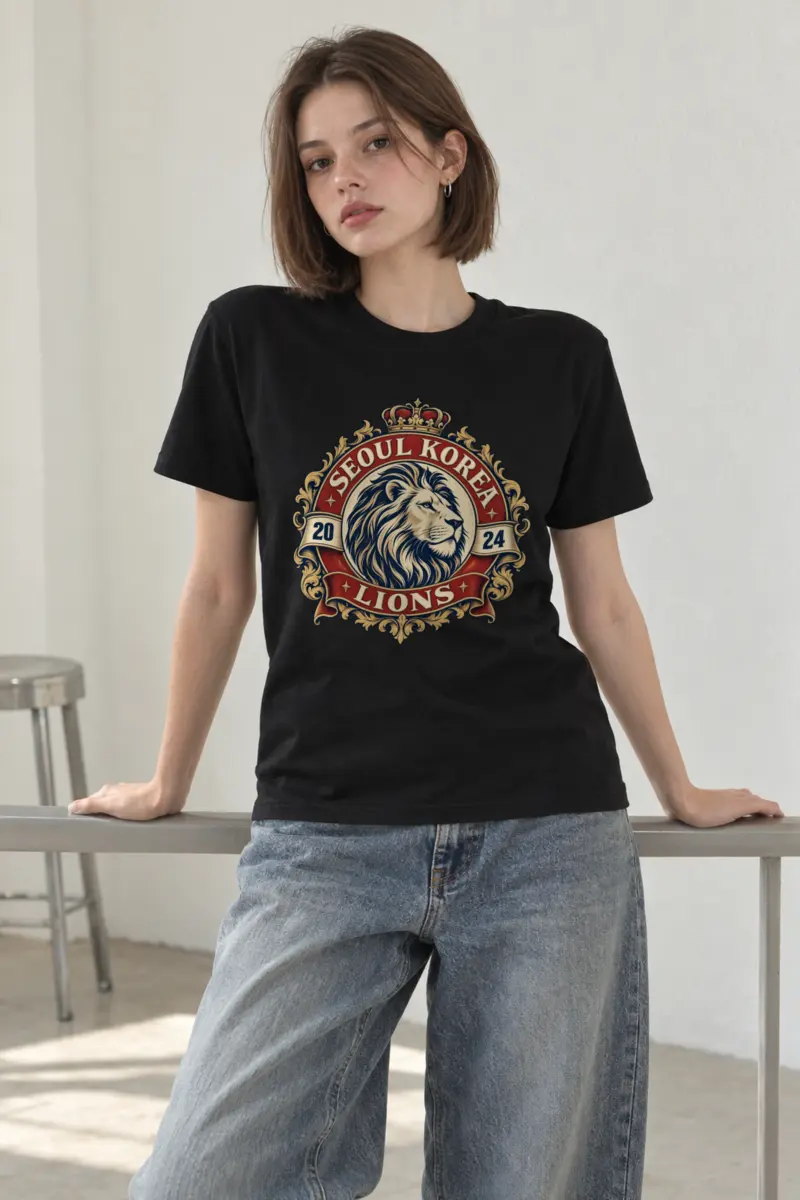 "Seoul Lions Crest" Heavyweight Unisex Crewneck T-shirt