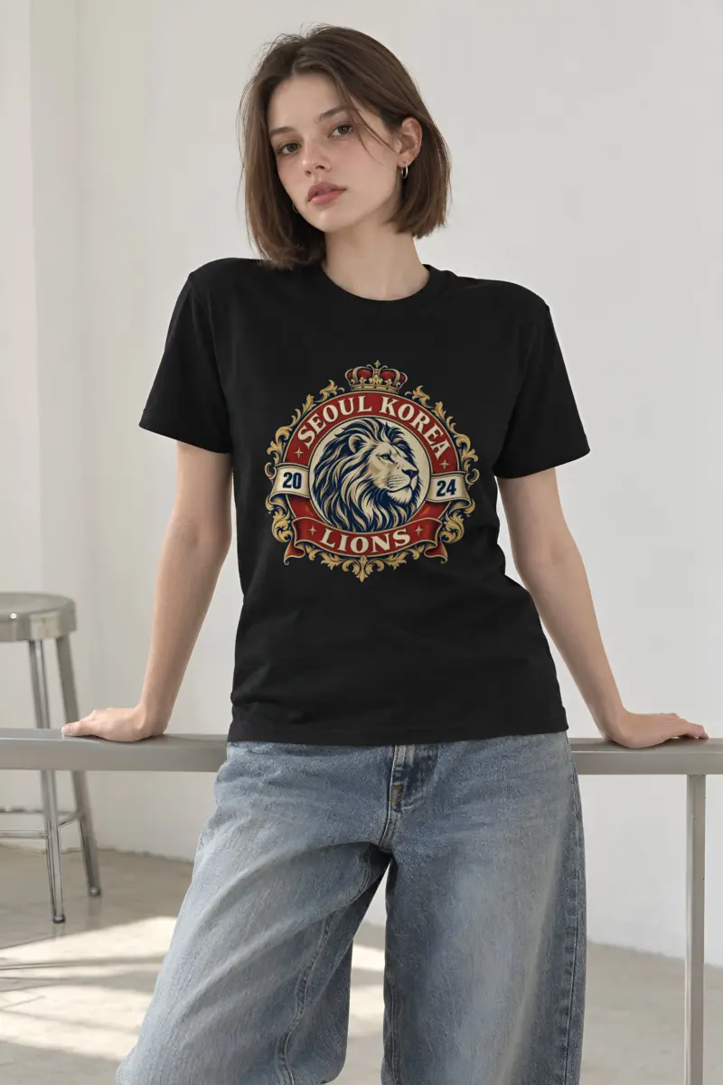 "Seoul Lions Crest" Heavyweight Unisex Crewneck T-shirt