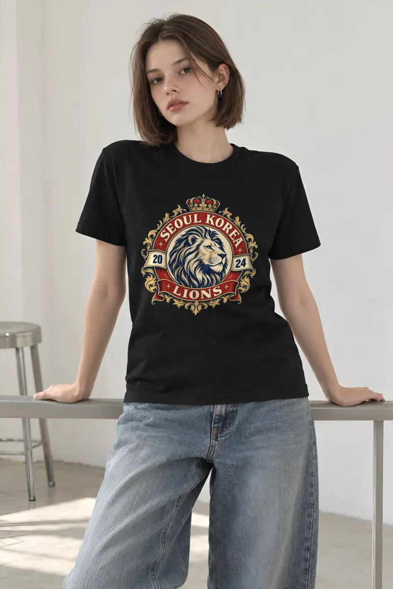 "Seoul Lions Crest" Heavyweight Unisex Crewneck T-shirt