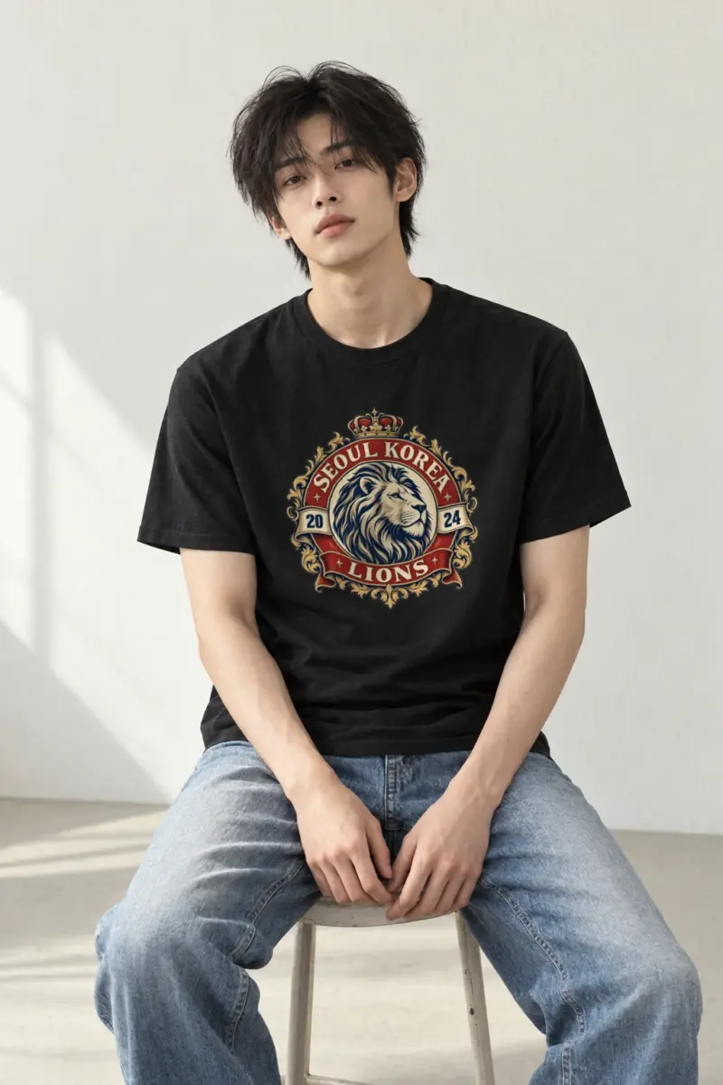 "Seoul Lions Crest" Heavyweight Unisex Crewneck T-shirt