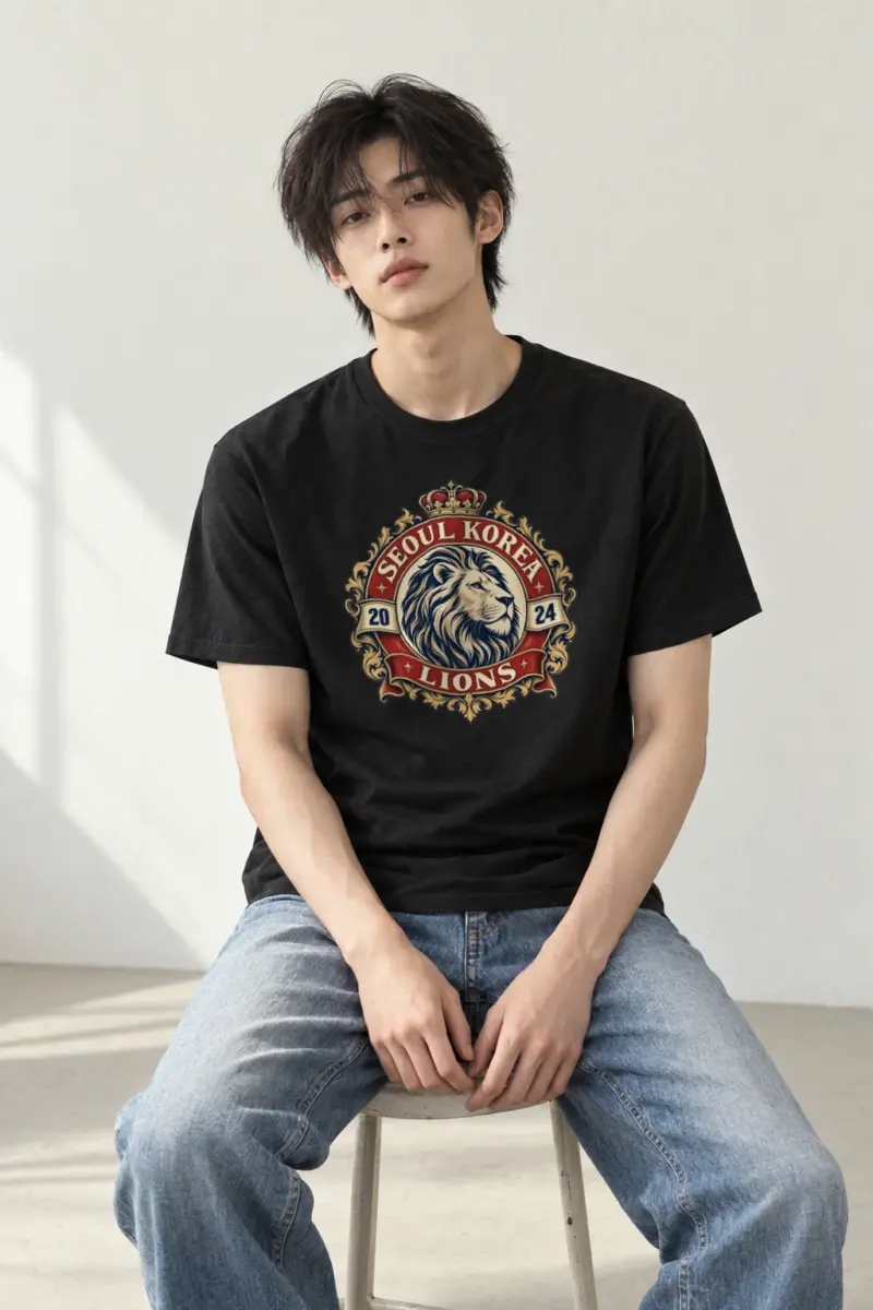 "Seoul Lions Crest" Heavyweight Unisex Crewneck T-shirt
