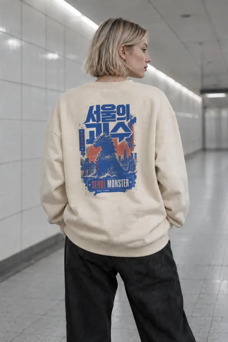 "Seoul Monster Night" Unisex Sponge Fleece Crewneck Sweatshirt | Bella + Canvas 3901