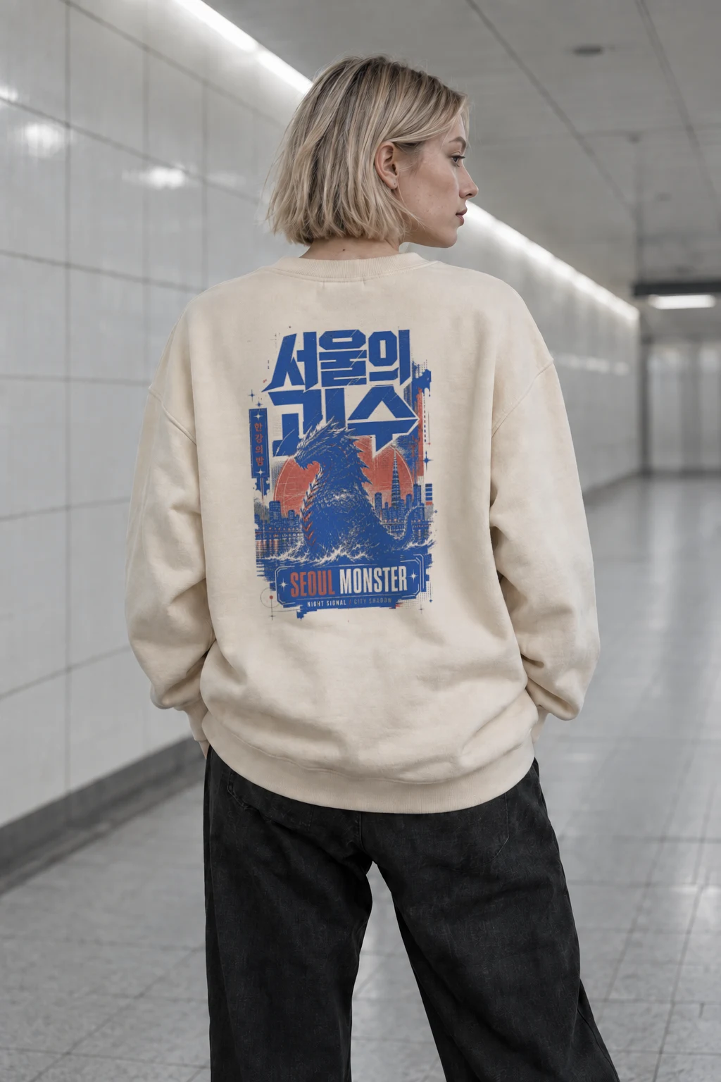 "Seoul Monster Night" Unisex Sponge Fleece Crewneck Sweatshirt | Bella + Canvas 3901