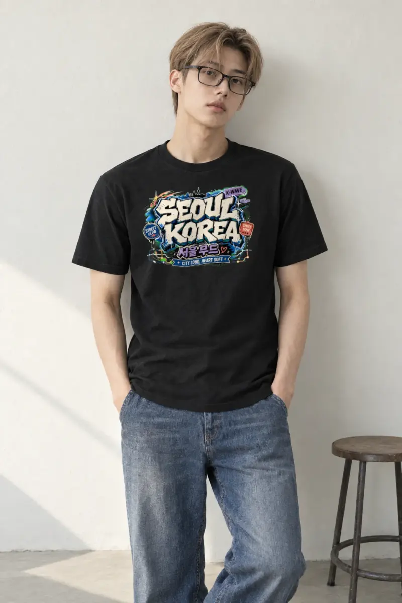 "Seoul Mood Street Club" Heavyweight Unisex Crewneck T-shirt