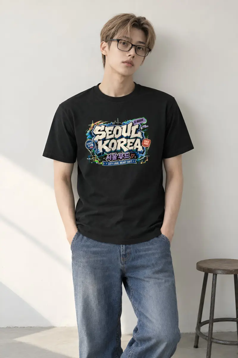"Seoul Mood Street Club" Heavyweight Unisex Crewneck T-shirt