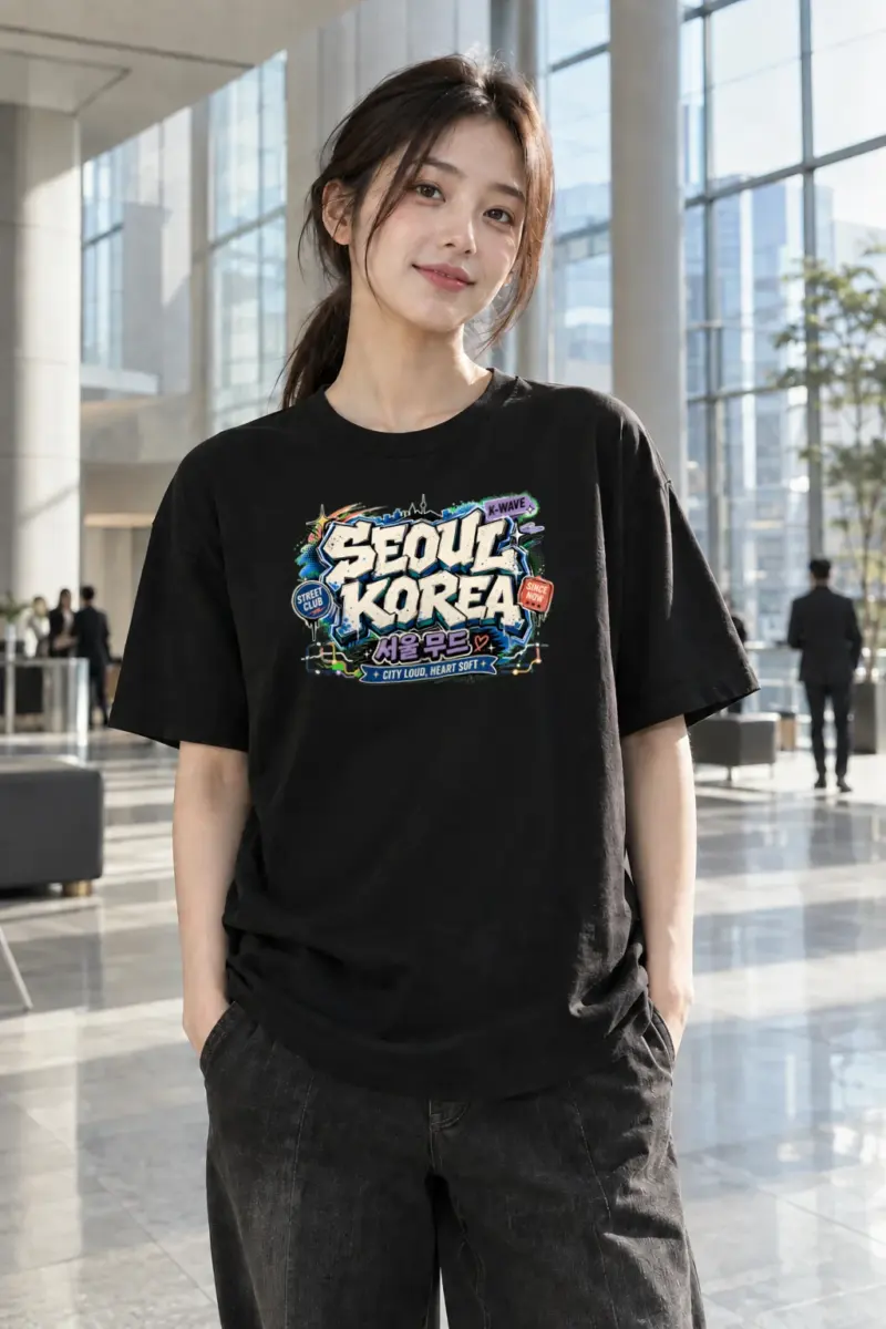 "Seoul Mood Street Club" Heavyweight Unisex Crewneck T-shirt | Gildan 5000